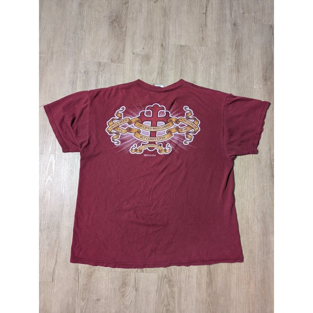 Vintage Y2K 2001 Crucified Heart Galatians 2:20 T-Shirt